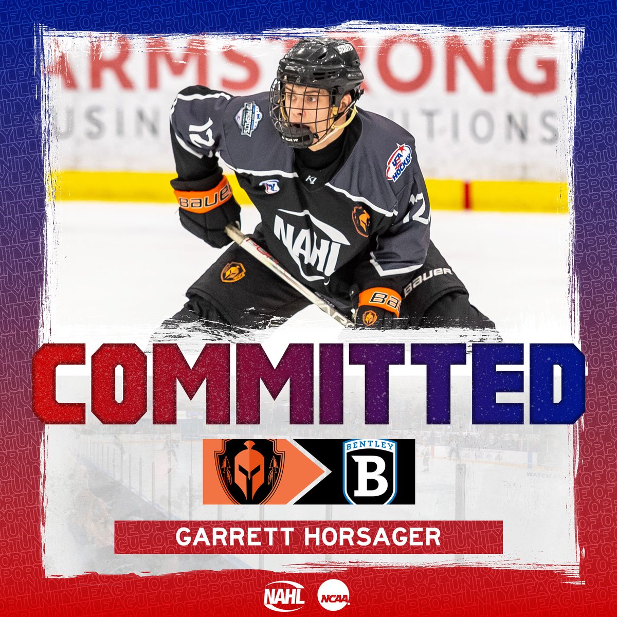 #NAHL Commitment Alert: @OkWarriors_NAHL and Top Prospects defenseman Garrett Horsager has committed to play NCAA Division I <a href="/collegehockey/">College Hockey Inc.</a> for <a href="/BentleyHockey/">Bentley Hockey</a> in <a href="/Atlantic_Hockey/">Atlantic Hockey America</a> #MadeintheNA #LadderofDevelopment nahl.com/news/story.cfm…