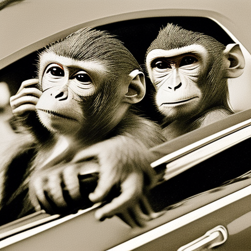 NFTPRODUCTION33's tweet photo. two monkeys are driving a car https://t.co/GaAAJrK2VM