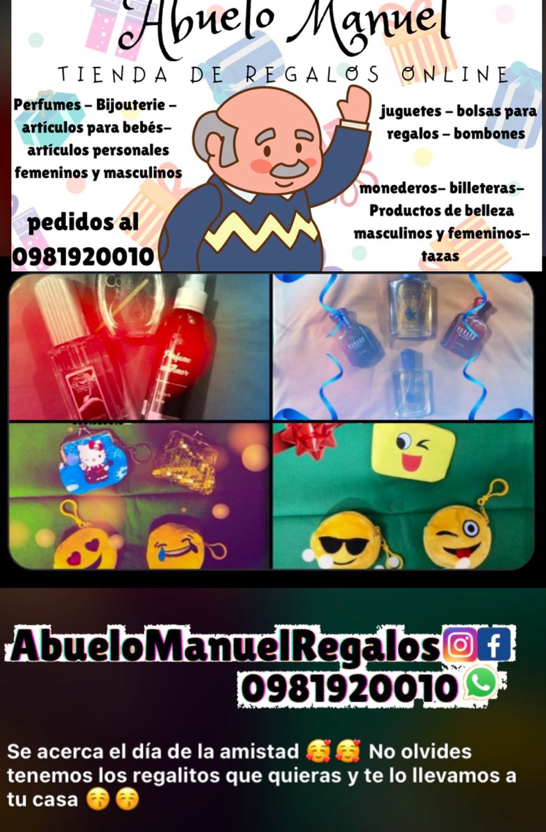 AbueloRegalosM's tweet photo. LLEGA EL DÍA DE LA AMISTAD! 🎁 🎈 
Hace tus pedidos al 0981920010 📲 https://t.co/q2qVcnMeG4