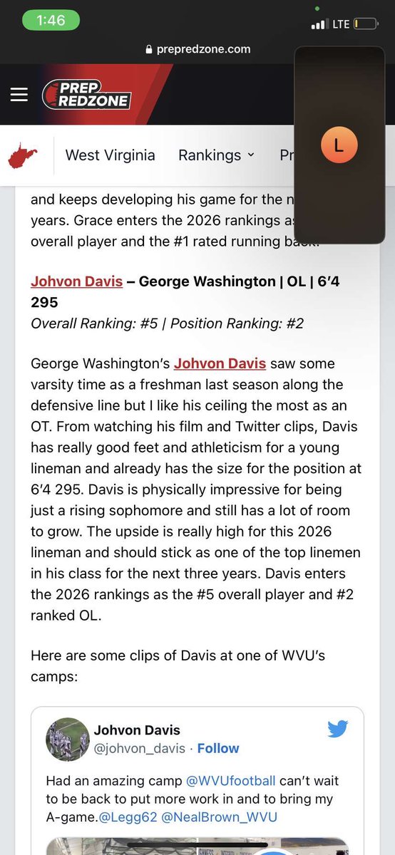 I am blessed to be on the rankings there is still more work to do thanks @PrepRedzoneWV