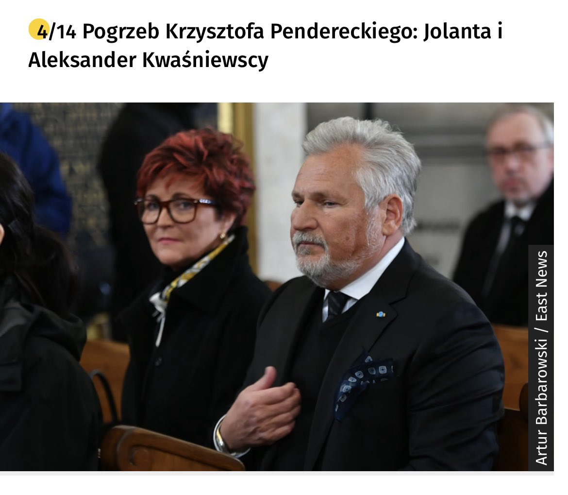 @PrzemekCzuba75 @Bojar52Jarek To był pogrzeb Pendereckiego na którym był Kwaśniewski i właśnie jego witał, przy całej moje antypatii do Dudy, uwazam, ze jest wiele ważniejszych prawdziwych powodów do jego krytyki niż to co nie miało miejsca.