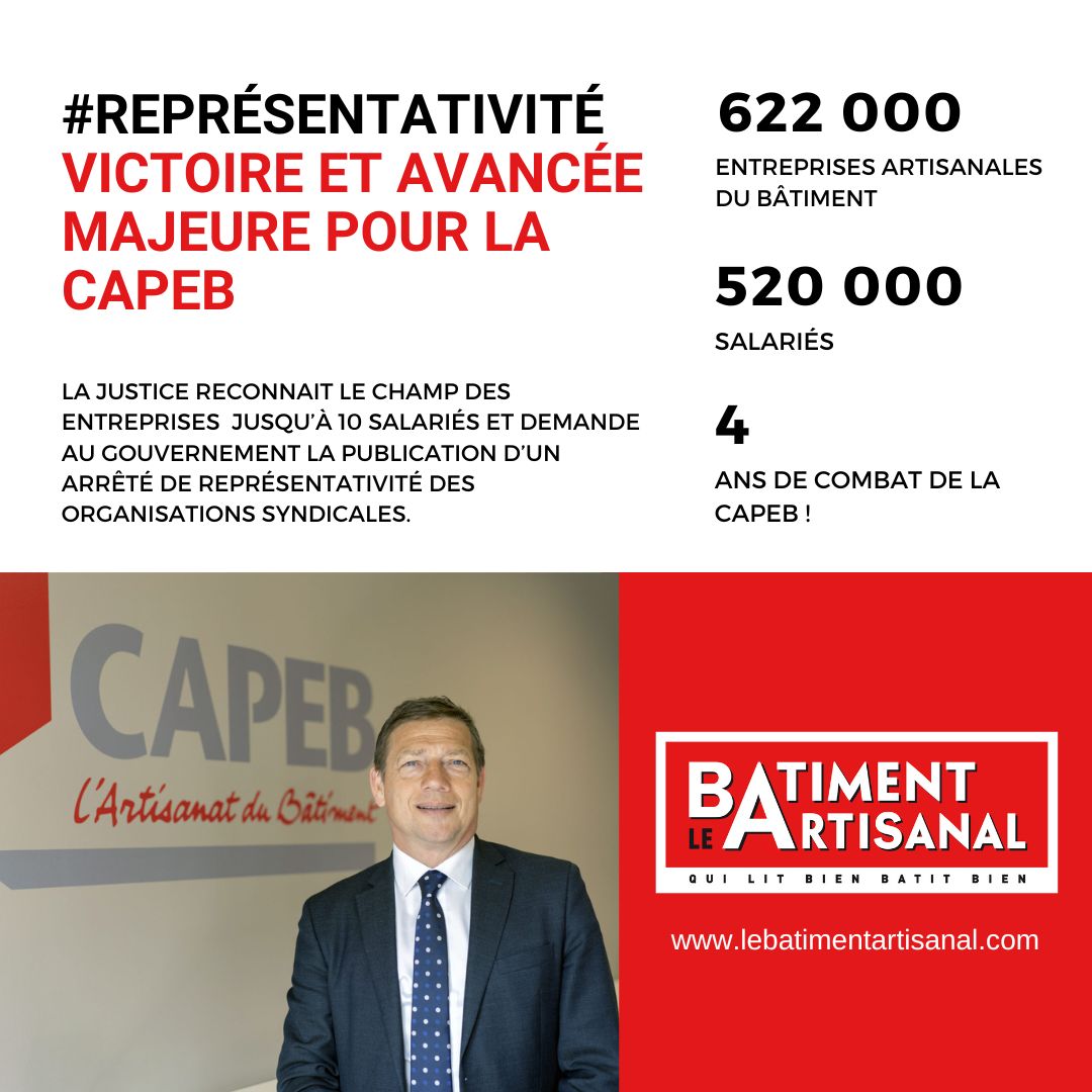 #victoire #CAPEB 📷 La #justice reconnait le champ des jusqu’à 10 salariés et demande au #Gouvernement la publication d’un arrêté de #représentativité des organisations syndicales.
L'article en intégralité sur notre site 👉🏼 shorturl.at/hGR79
#syndicat #entreprises