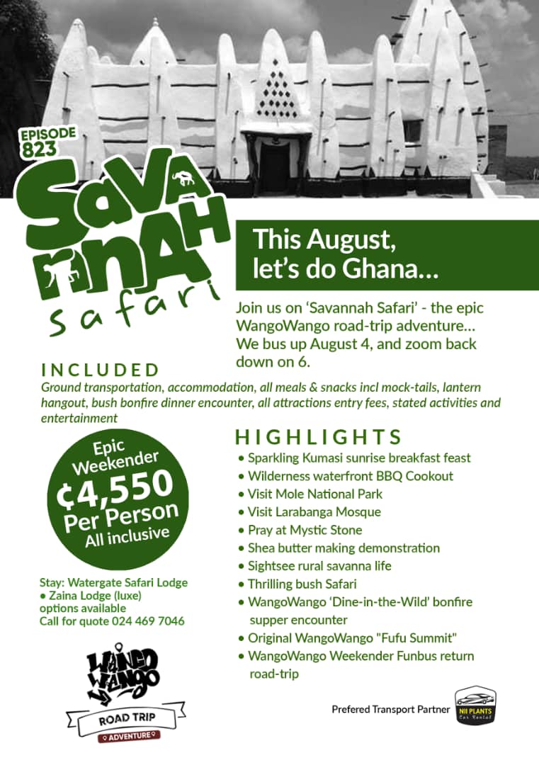UKGCC_ACCRA's tweet photo. Join Savannah Safari - the epic #WangoWango road-trip adventure from 4th - 6th August, 2023. See details below. https://t.co/Fou5m8RWZF
