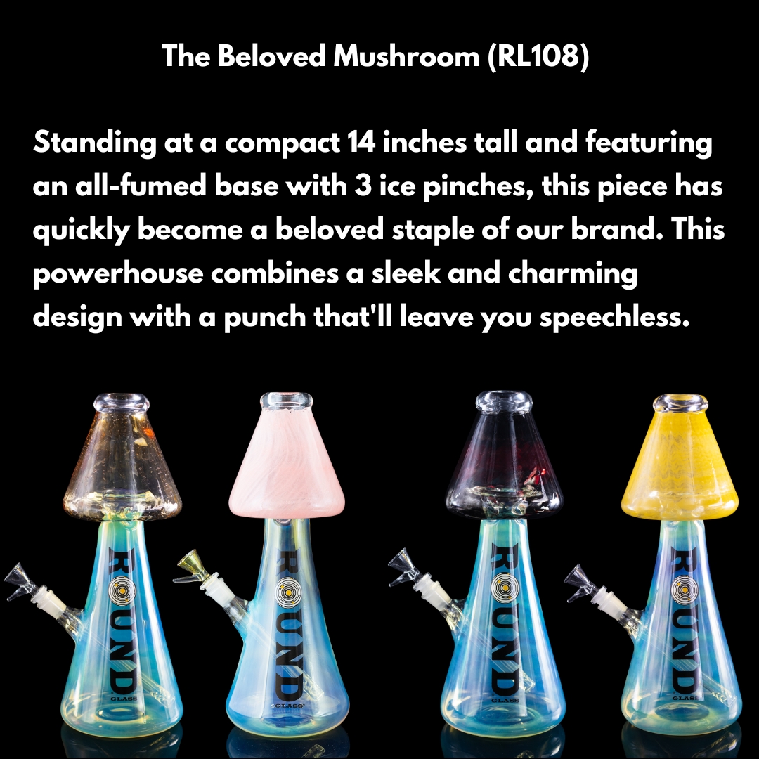 RoundGlassLA's tweet photo. For those looking for additional glass inventory, don’t miss this opportunity to showcase the Mushroom (RL108) on your shelves. Once customers lay their eyes on this beauty, they won't be able to resist its allure! #RoundGlass #GlassMushroom #Smokeshop https://t.co/eKSTIvR9VJ