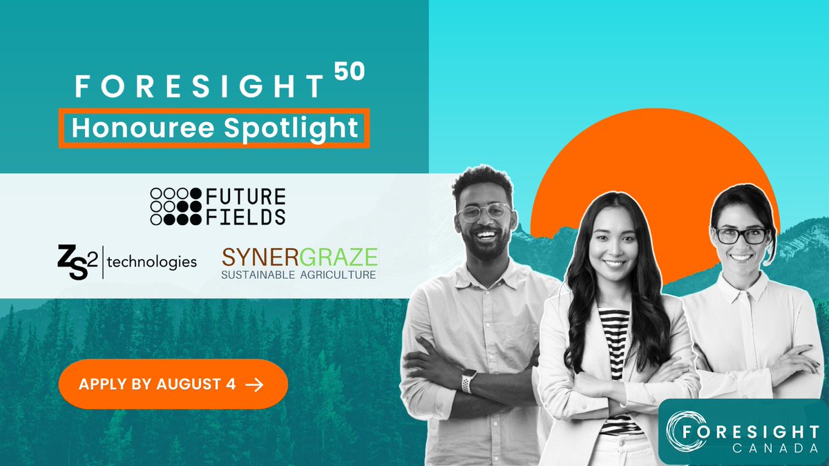 ForesightCAC's tweet photo. What have our 2021 #Foresight50 been up to? 🤔

AB-based @futurefieldsHQ, @Zs2Technologies, &amp; Synergraze are among many honourees securing big investments. 💸

Do you know one of 2023's most investible #cleantech ventures? Refer them by Aug 4 👉 https://t.co/paz3EcBjXB https://t.co/g89ZqrL5W1