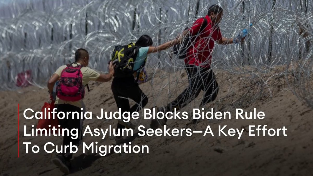 A federal judge has blocked a controversial asylum policy meant to cut down on the number of migrants illegally crossing the border each month, a key part of President Joe Biden's attempts to curb the flow of migration along the U.S.-Mexico border. https://t.co/BYBFvux49k