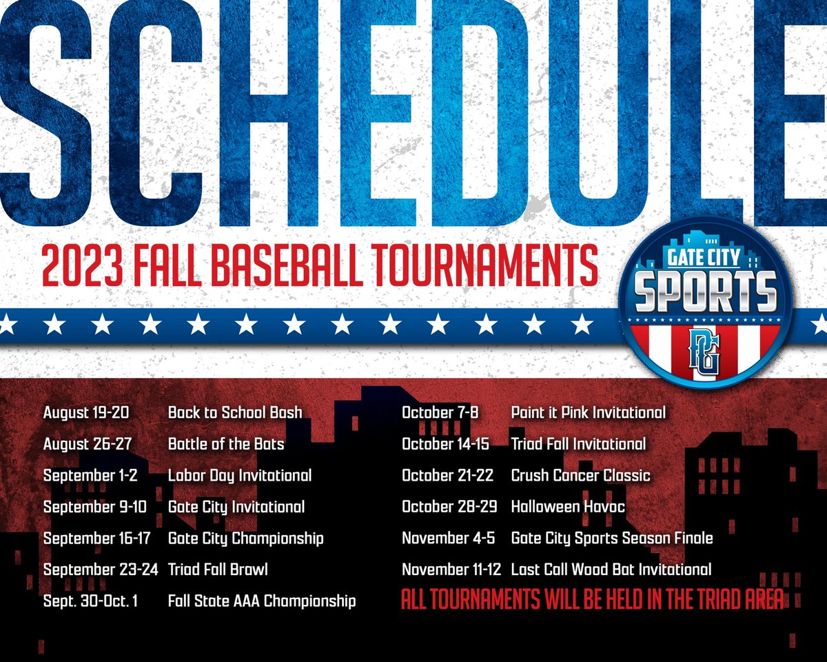 Fall Schedule! Play in 4 events get 1 FREE! Call us today to schedule your events. 

Tonya 336-460-7980
Mark 336-588-6927