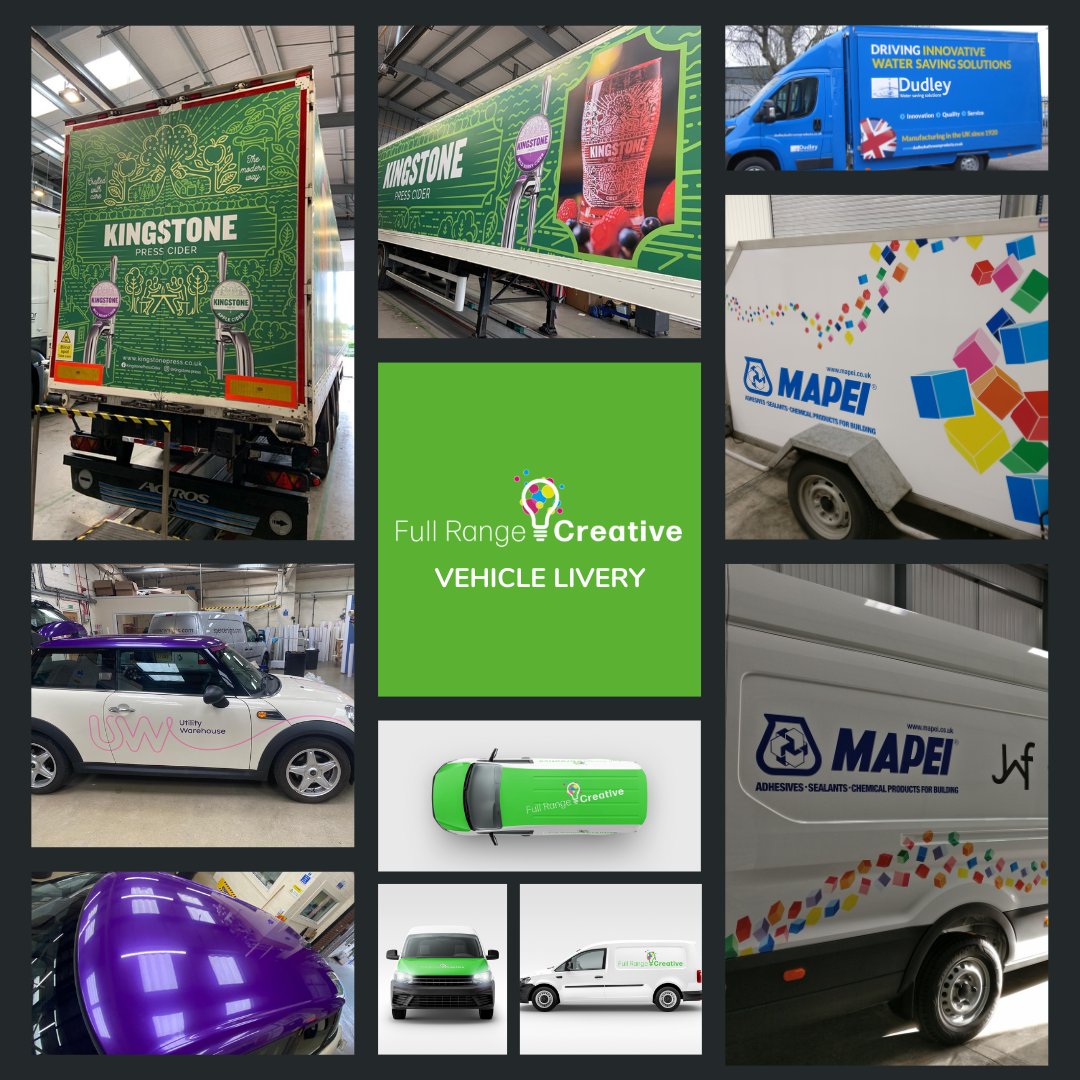 A fully printed car can be seen by thousands of ppl every hour Maximise your #advertising potential with customised #vehiclegraphics We offer a wrapping service 4more unusual vehicles ie. race cars, motorcycles & motor homes Get in touch for more info: fullrangecreative.co.uk/contact-us/