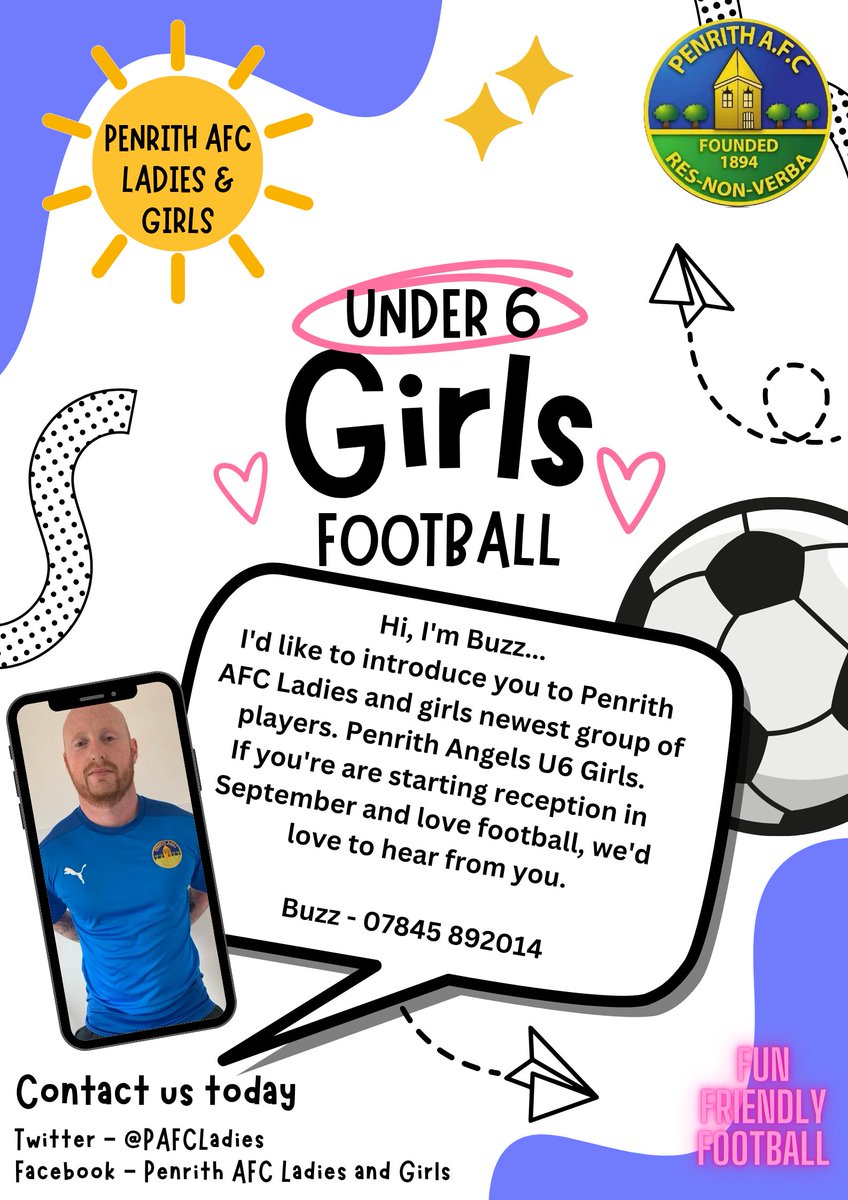 ⚽ Penrith AFC Angels | U6 Girls ⚽

If you've got a footy mad pre-schooler about to start reception in September - our new U6 Girls team would love to hear from you ❤️
