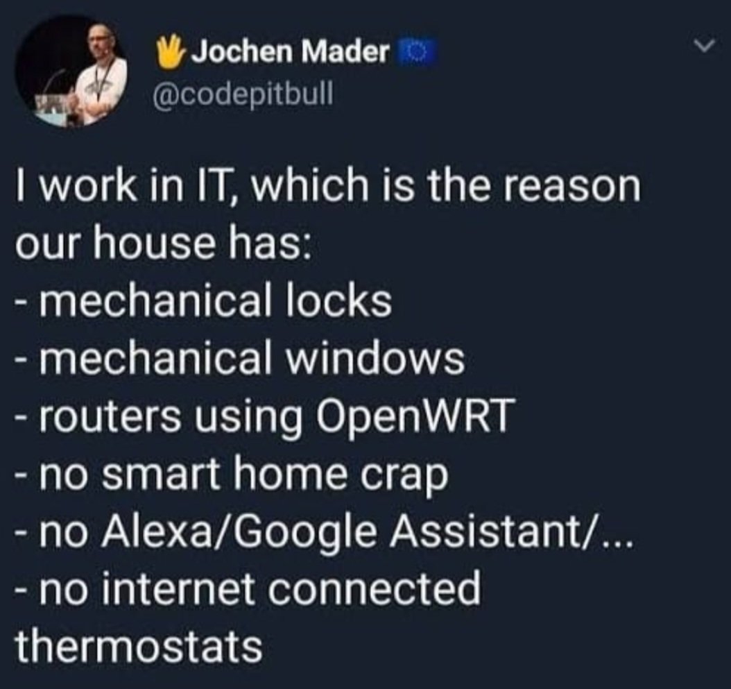 AllBiteNoBark88's tweet image. Ditch sMART devices. Believe me, they are anything but. They are hackable Spy tools