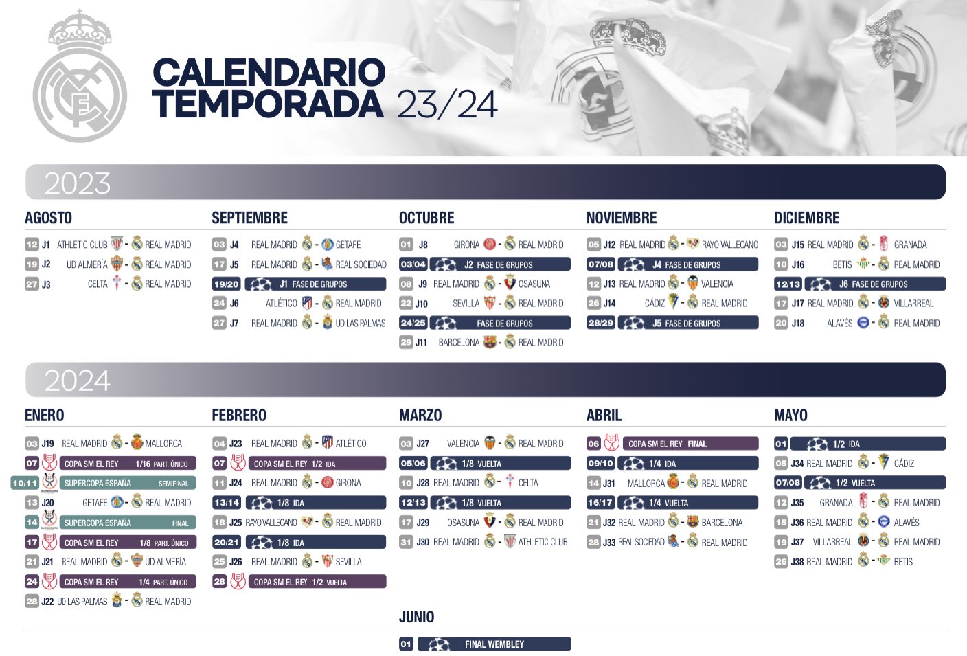 Calendario real madrid octubre 2023