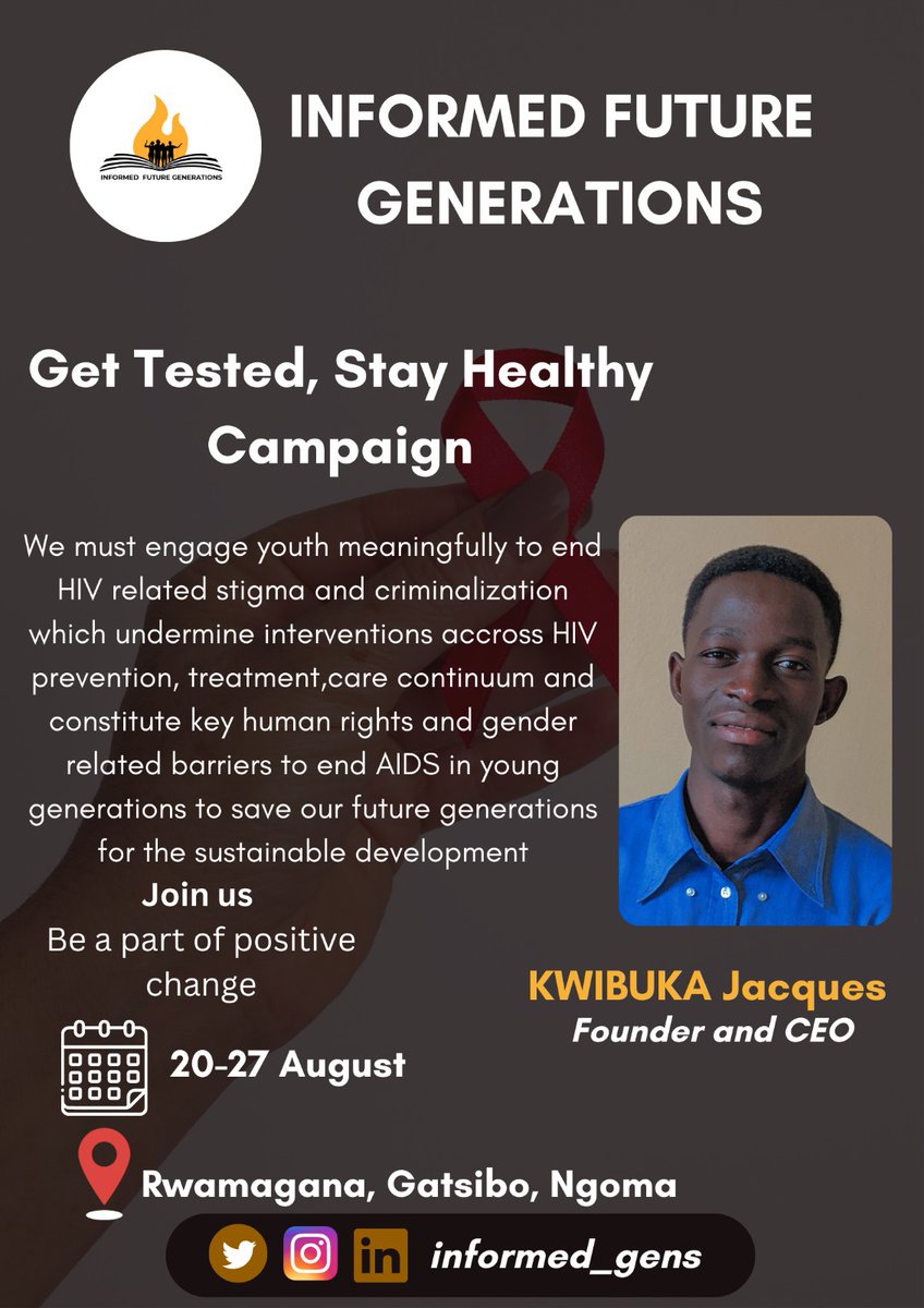 informed_gens's tweet image. "We must engage youth meaningfully to end #HIV related stigma and criminalization which undermines interventions across #HIV prevention treatment and leads to continuous transmission in youth".@jackwibuka
#FightHIVStigma 
#GetTestedStayHealthy
#SaveFutureGenerations
#Turikumwe