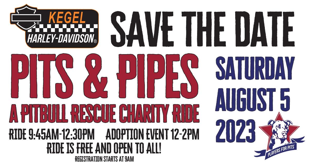 kegelhd's tweet image. The 5th Annual Pits &amp;amp; Pipes Charity Ride will be here soon!

Enjoy a scenic ride &amp;amp; stick around for food, music, vendors, raffles, PET ADOPTION &amp;amp; more!

ALL donations made will benefit Players for Pits, NFP

#communityride #playersforpits #adoptdontshop #funinthe815