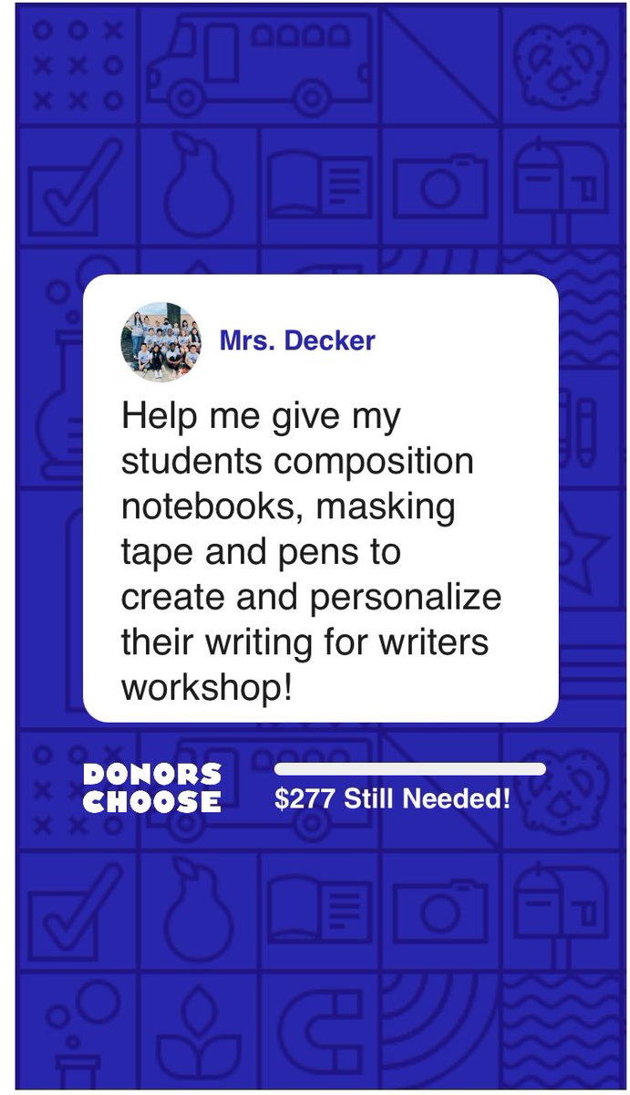 mrs_decker20's tweet image. Help me get new writing materials for my students! 

donorschoose.org/project/second…