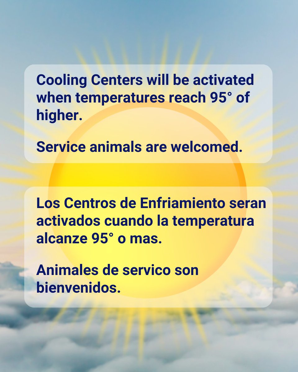 COOLING CENTERS ARE NOW ACTIVATED!
☀️ Service animals welcome!

1. Pomona Public Library: 505 S. Garey Avenue, Pomona, Ca 91766 

2. Washington Park CommunityCenter: 865 E. Grand Avenue, Pomona, Ca 91766

3. Palomares Park Community Center: 499 E. Arrow Highway, Pomona, Ca 91767