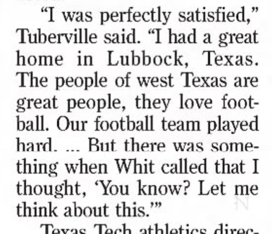BFQuinn's tweet photo. Here are some quotes from Tommy Tuberville in Dec. 2012 after he left Texas Tech for Cincinnati with three years remaining on his contract and two weeks ahead of a bowl game against Minnesota. https://t.co/m1AKD4u6N6