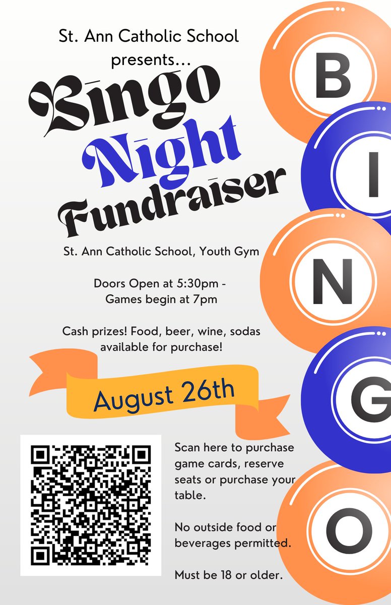 stannschool's tweet photo. Reserve your spot for BINGO!  Join the fun and win cash prizes. Follow the link to reserve your spot, order cards and daubers, and also pre-order food items. 
#FunFellowshipBINGO
https://t.co/uImyoiA4E3 https://t.co/dE9OQJheyL