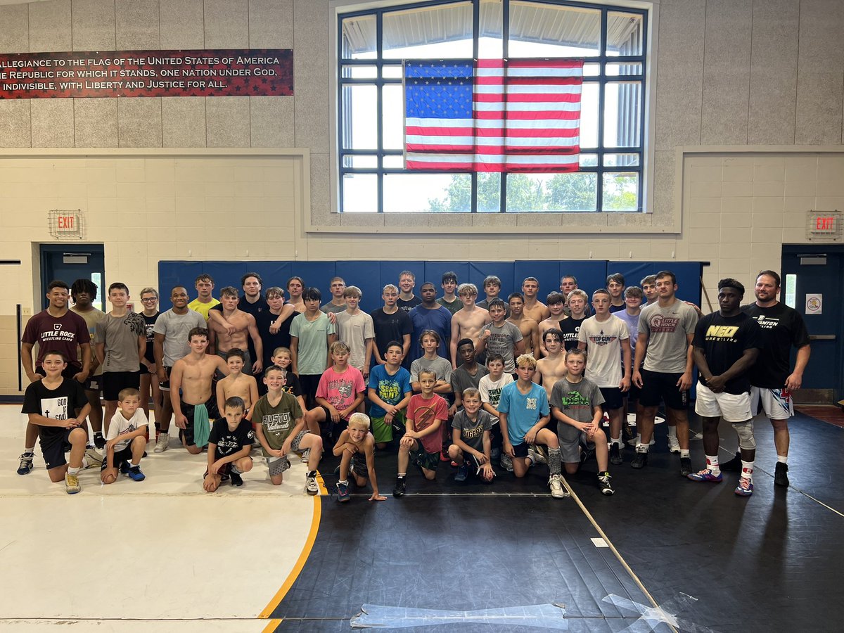 CAMP OF CHAMPS has been phenomenal. Little Rock Wrestling counselors are bringing the 🔥. The instruction and intention is as good as it gets. These kids leave better everyday. Stick your nose in there and press! #thankful #machineGunMindset #Confidence #GetTough
