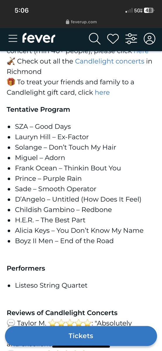 joigabrielle's tweet photo. There’s a candlelit orchestra concert in Richmond. This is the track list they have for an upcoming show in October. Date night elevated. https://t.co/h6D0kncbDs