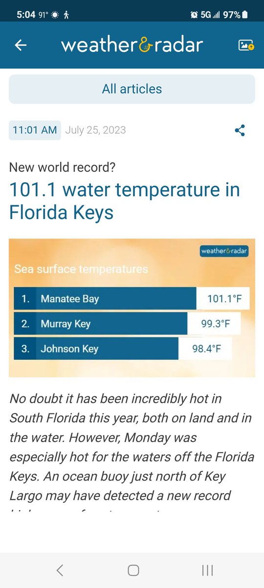 RealFloridaRich's tweet photo. It's so hot, even the water temp is setting new records. #FloridaRich https://t.co/TN6v0qMUju