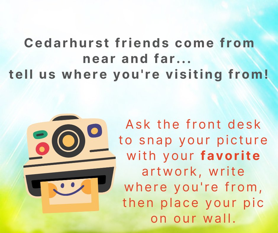 Beat this week’s heat in our *cool* gallery! 😎 While the weather is unbearable, stop in to enjoy the AC and FREE entry to the Permanent Collection 👏🏻 July 25 – Aug 3. You can even snap a polaroid pic and let us know where you are visit from! 📸