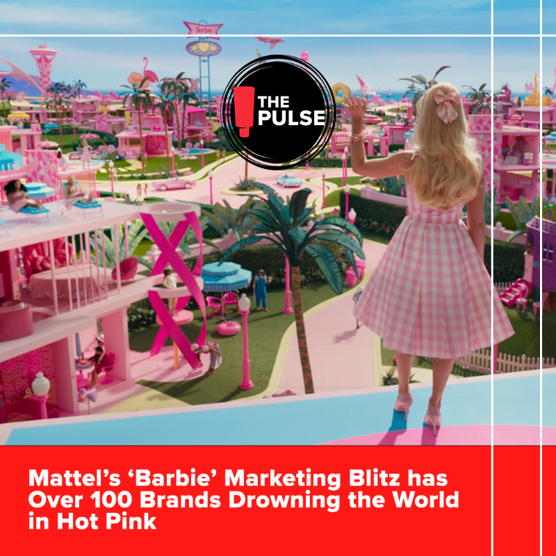 RedPegMarketing's tweet photo. It’s Pulse Tuesday! 🗞️
 
@barbiethemovie partners with over 100 brands from @BurgerKing to @Balmain, @elonmusk announces that @Twitter will be rebranded as X, and @NatGeo and @Verizon partner to bring viewers into AR shark cages.