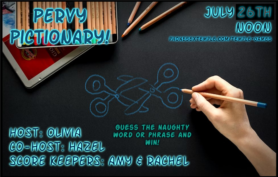 Cum and spend your lunch break playing this game of "PERVY PICTIONARY" with all of us sexy ladies here at the #PhoneSexTemple! We'll be giving out FREE CALLS! #CumPlay #PervyPictionary #SluttyGames #SexyGoddesses #SexyPictures #FreeCalls #FreePictures #JoinUs