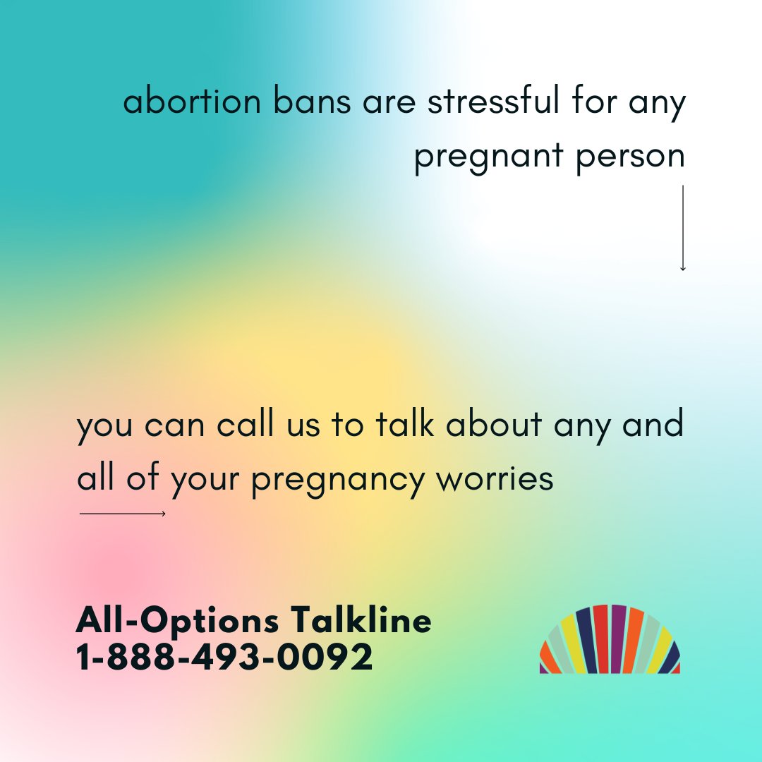 AllOptionsIN's tweet photo. Whether you're in IN or another state, abortion bans can be stressful, especially if you're pregnant. Wherever you are in the US or Canada, whatever experience you're having w/ pregnancy, parenting, abortion, or adoption, our Talkline is here for you. Call us: 1-888-493-0092 https://t.co/bZ0XR5sDsW
