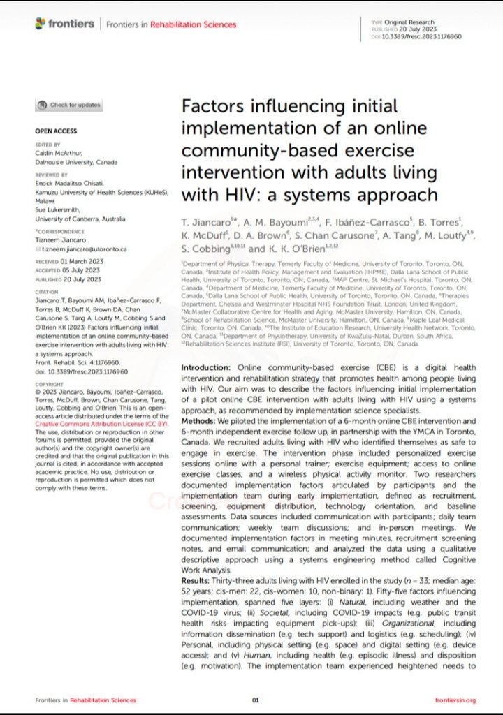 Saul Cobbing (@saulcobbing) on Twitter photo Very happy to be part of a group of authors who published this paper on online community-based exercise for adults living with HIV, led by the wonderful Tiz Jiancaro. 😊 <a href="/KellyOBrien25/">Kelly O'Brien</a> <a href="/Giving_It_Raw/">Francisco</a> <a href="/McdKiera/">Kiera McDuff</a> <a href="/darrenabrown/">Darren Brown OBE</a> <a href="/CIHRRC/">CIHRRC</a> <a href="/FrontRehSci/">Frontiers in Rehabilitation Sciences</a> Very happy to be part of a group of authors who published this paper on online community-based exercise for adults living with HIV, led by the wonderful Tiz Jiancaro. 😊 <a href="/KellyOBrien25/">Kelly O'Brien</a> <a href="/Giving_It_Raw/">Francisco</a> <a href="/McdKiera/">Kiera McDuff</a> <a href="/darrenabrown/">Darren Brown OBE</a> <a href="/CIHRRC/">CIHRRC</a> <a href="/FrontRehSci/">Frontiers in Rehabilitation Sciences</a>
