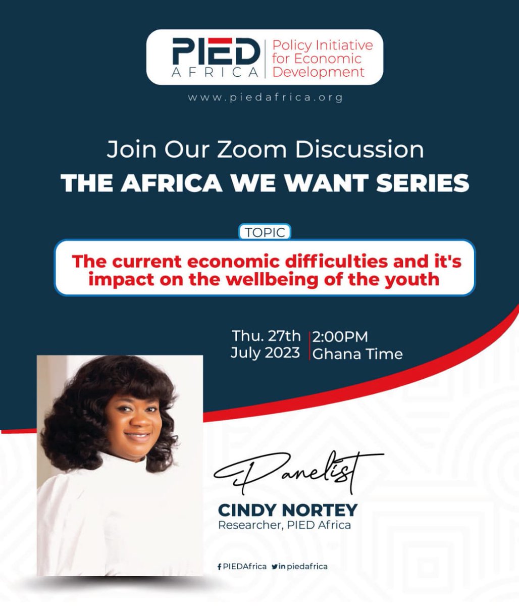 Cindy Nortey, a researcher here at PIED Africa will be speaking. Join the conversation!
us06web.zoom.us/j/4803655671...
Don't miss out!
#AfricanUnion #AfCFTA #PIEDAfrica #Agenda2063