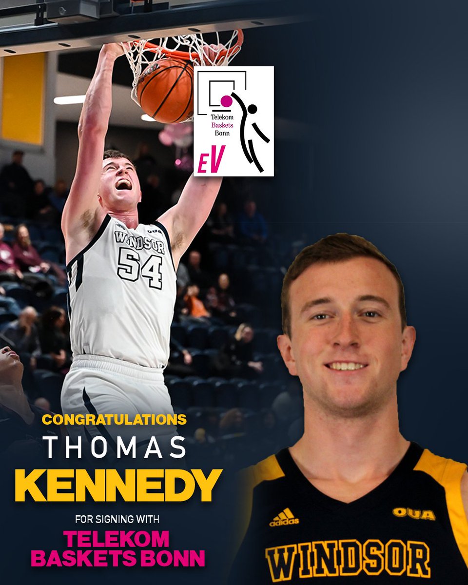 WindsorLancers's tweet image. Congratulations to Thomas Kennedy on signing a 2-year contract with Telekom Baskets Bonn in Germany!!

#LancerFamily #ProContract
