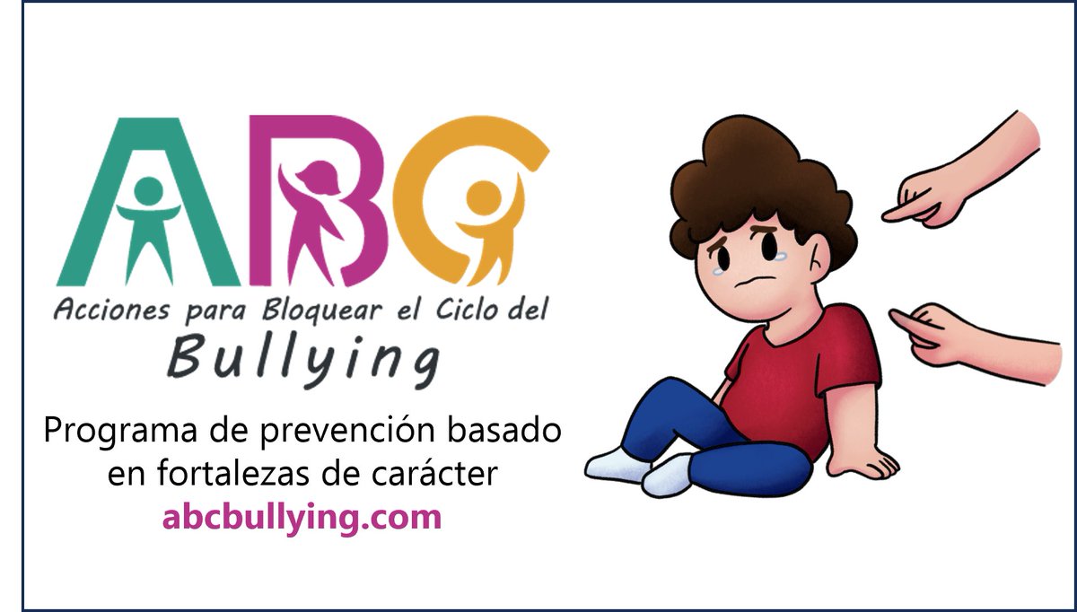 ABC Bullying programa de prevención basado en fortalezas de carácter, que a través de sus actividades, permite que la comunidad estudiantil se identifique como parte del ciclo del acoso escolar y como agente de cambio que puede romperlo.
#SuperarelBullying #undíamás