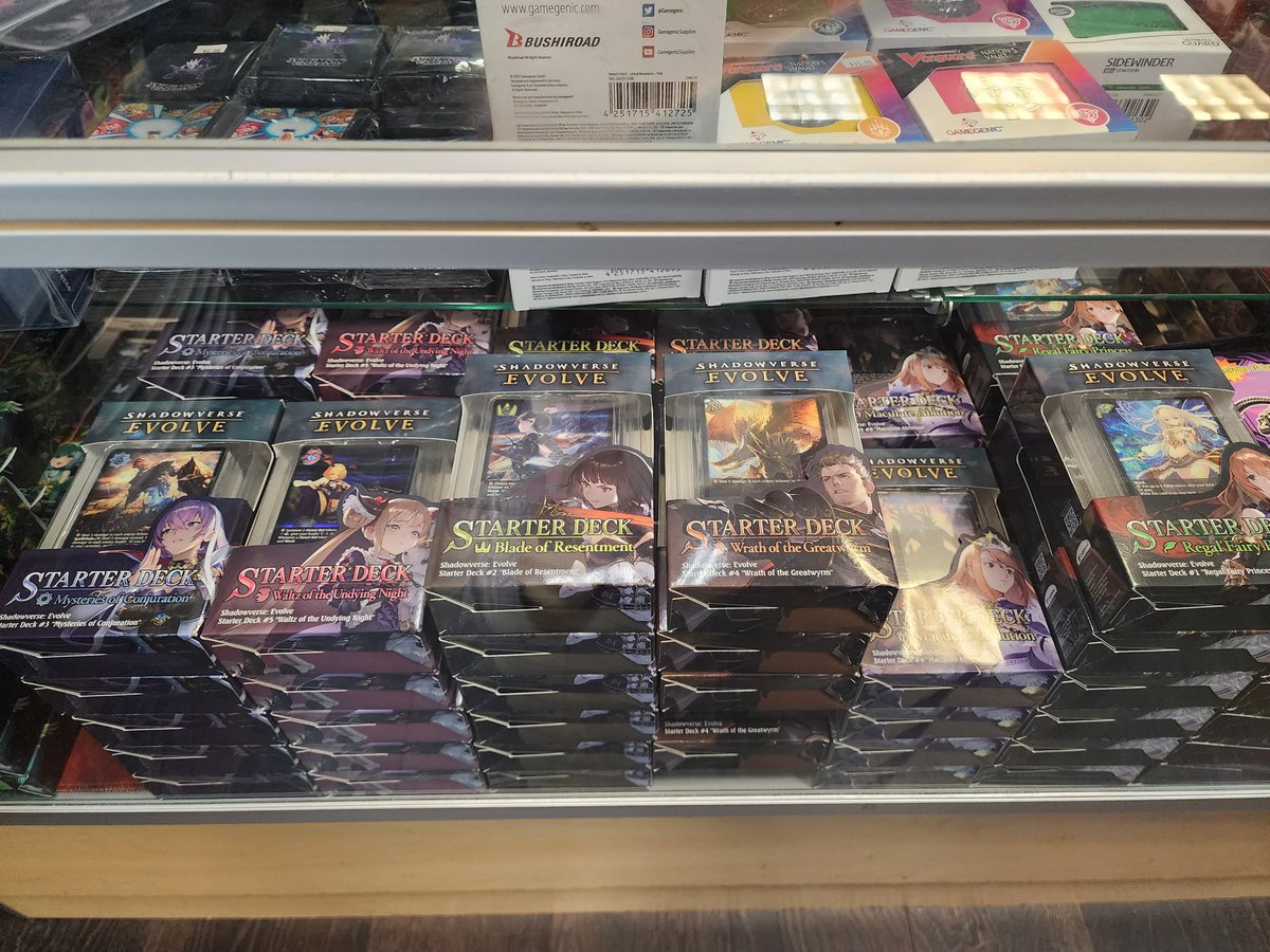 FinalturnG's tweet photo. Shadowverse players!! We restocked on all trial decks !! Remember we have a tournament every sunday at 5pm!! #shadowversetcg #shadowverseevolved https://t.co/m66Wcjw8ur