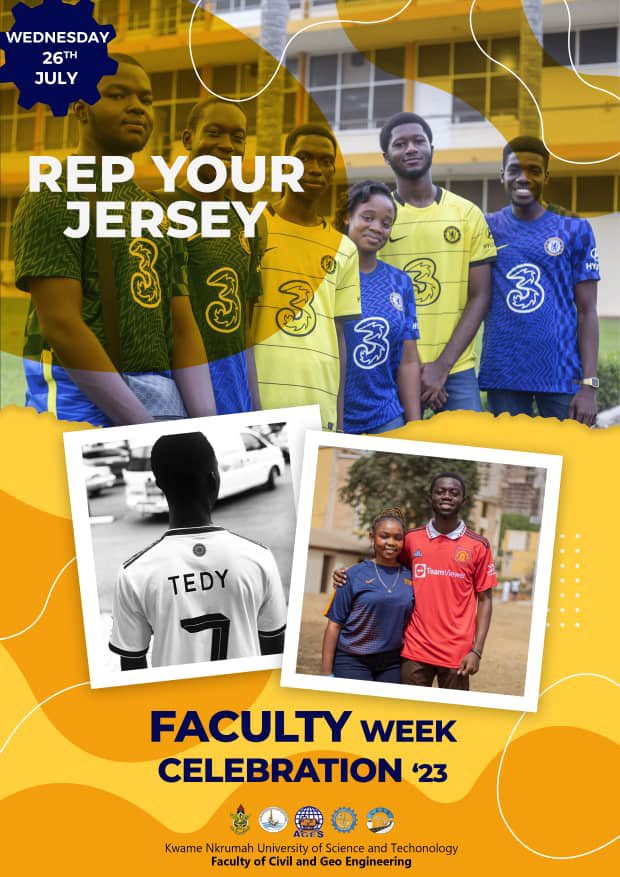_cesaknust's tweet photo. 💙🤍🤎💜
 REP YOUR JERSEY 

FACULTY OF CIVIL AND  GEO WEEK CELEBRATION

WEDNESDAY 26TH JULY
#RepYourJersey
#Facultyweek
#CesaEdiboard23
#CesaKnust https://t.co/Tw50hIU3pN