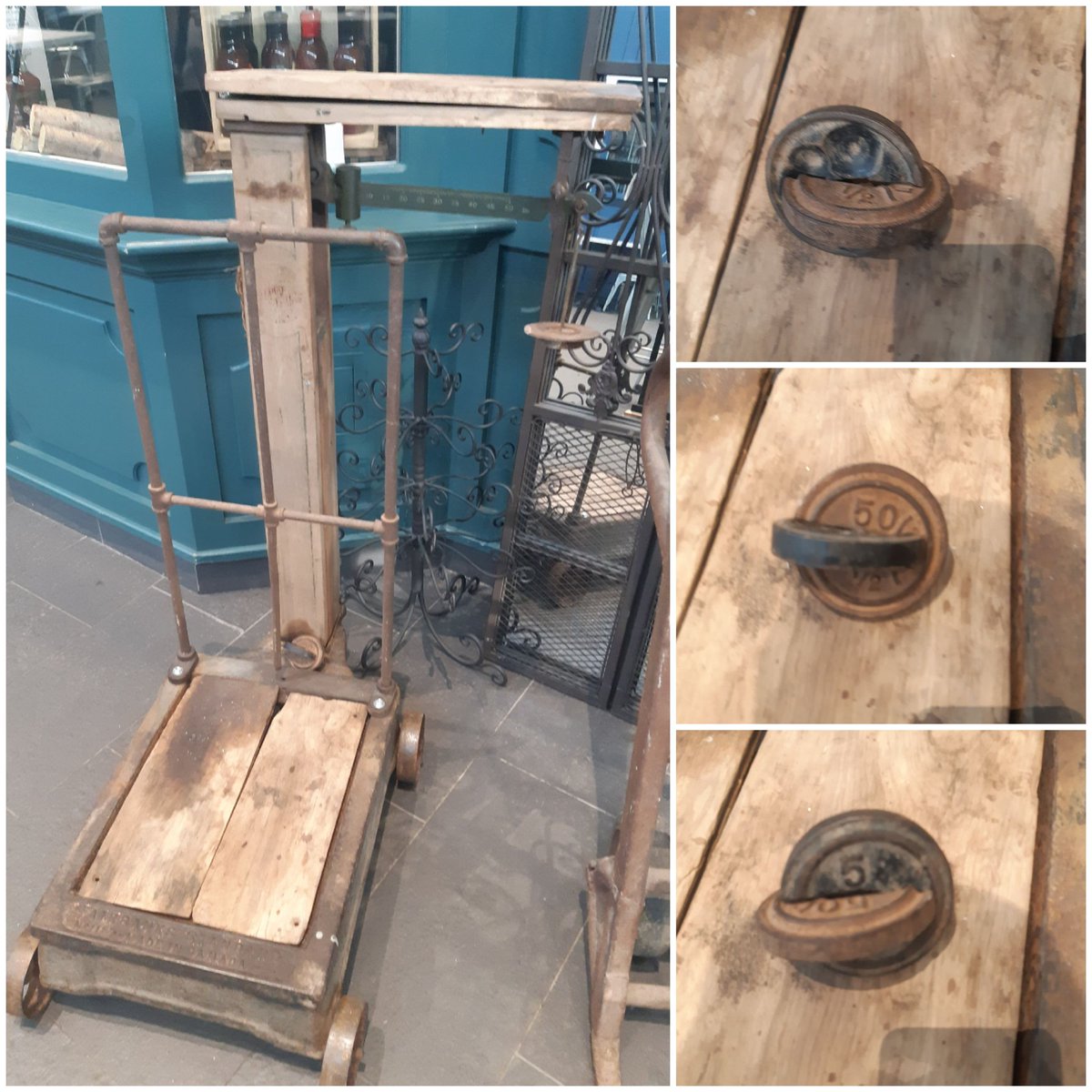 S_Achkar's tweet photo. Found this vintage scale at Masstown Market the other day along with some cool dishtowels #mathphoto23 #units #unités https://t.co/LDVhdUR95r