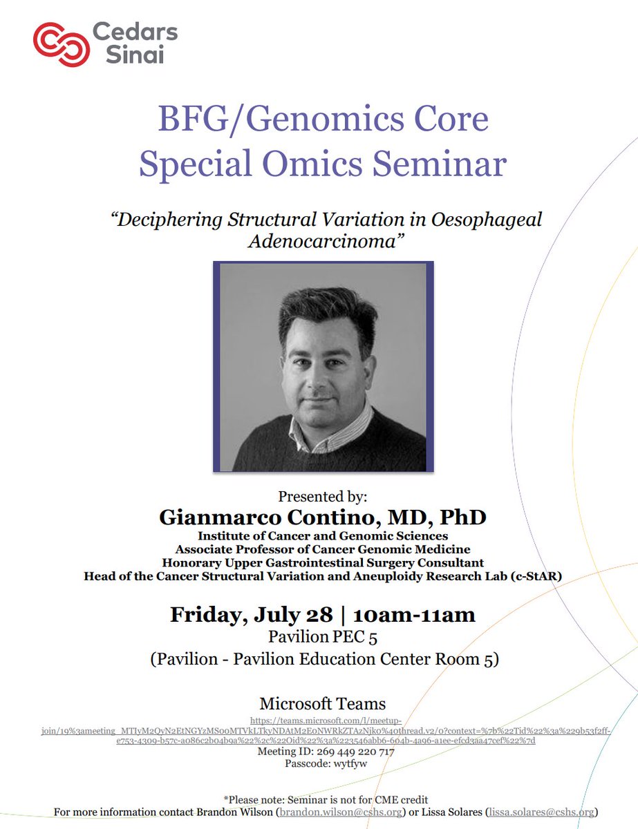 Will be providing an update on one of the core research themes of the lab. Join if interested or if you are in Europe and struggle to fall asleep (it is at 2pm US West Coast time). <a href="/IcgsUob/">Cancer and Genomic Sciences</a> <a href="/UoBMedicine/">UoBMedicine</a> <a href="/unibirmingham/">Uni of Birmingham</a> <a href="/uhbtrust/">University Hospitals Birmingham</a>