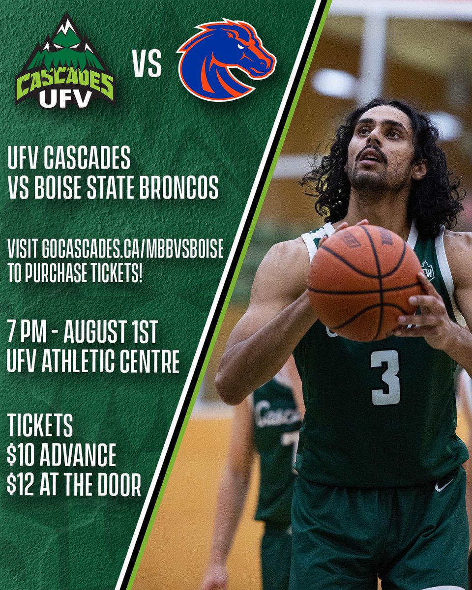 UFVCascades's tweet photo. Only one week left until Cascades MBB takes on Boise State!

Head to https://t.co/qEZPS2hpSX to purchase your tickets! 🎟️ 

Please note: Be sure to print or screenshot the barcode sent to your email for admission at the door! For questions please email Lynda.Seifred@ufv.ca. https://t.co/LpAmMOaRTN