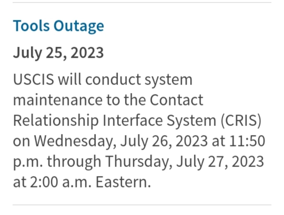 CiberHti's tweet photo. #USCISUPDATE🇺🇲 USCIS anonse yo pral fè yon pase men nan "system" nan jou kap Mèkredi 26, jiyè 2023 a 23:50 jiska Jedi 27 Jiyè 2023 a 2:00 AM. Yo presize pandan peryòd sa ou ka jwenn difikilte pou verifye Estati dosye w, E-verify, fill form etc... https://t.co/pJv4FOisfC