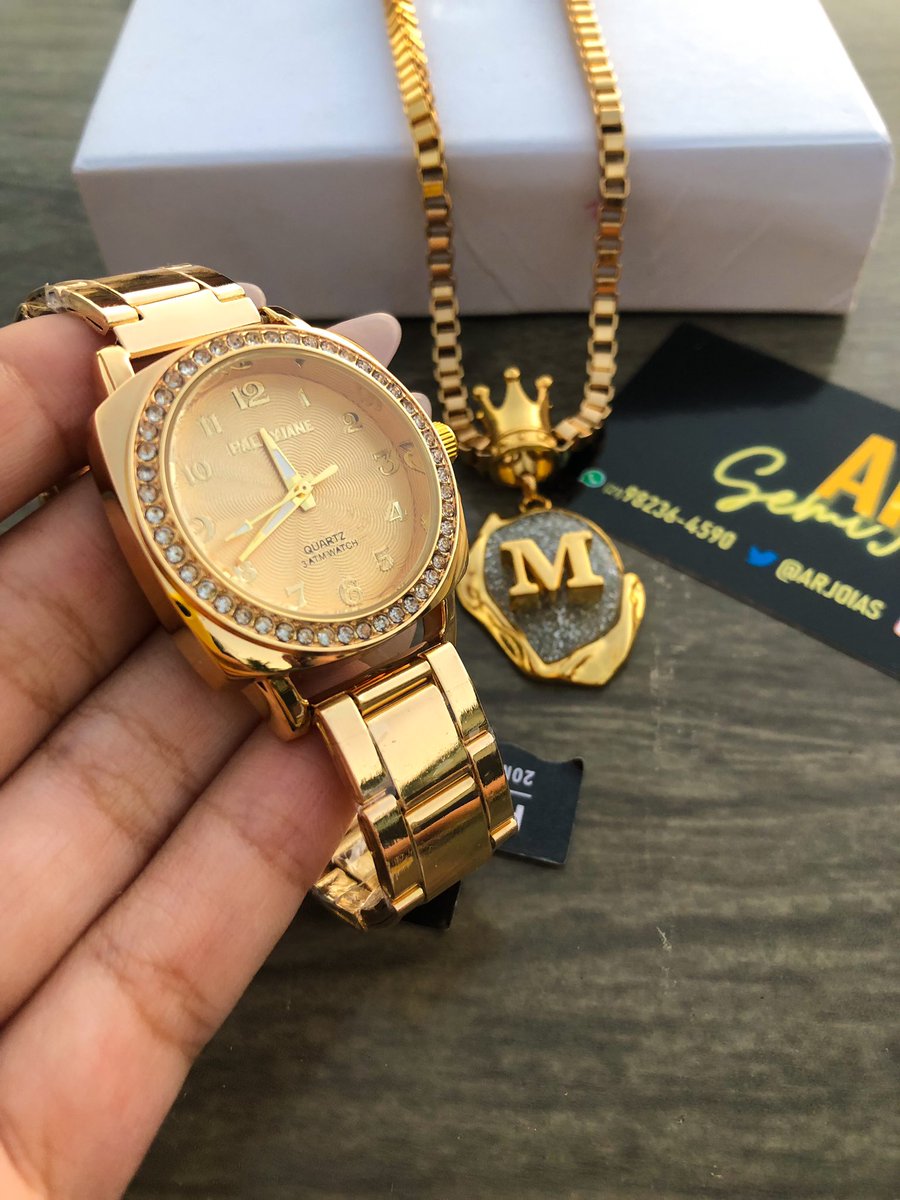 PROMOÇÃO colar glitter inicial + relógio aprova d’água 80,00✨💖