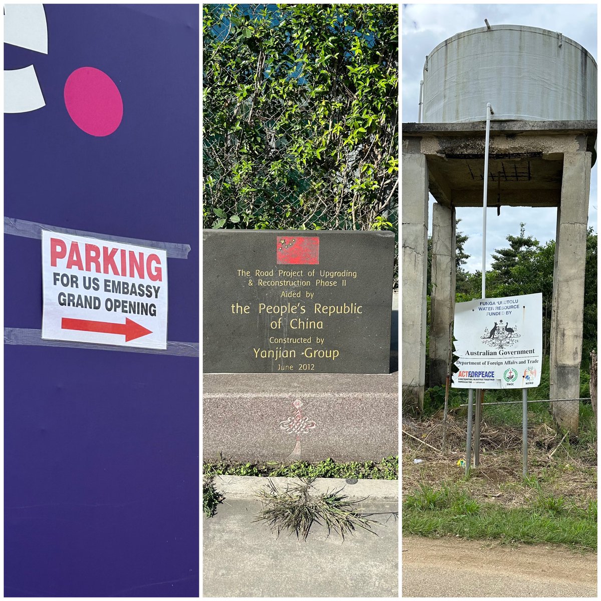 Nuku’alofa is all abuzz this morning for the official opening of the US Embassy. They’ll have to up their game on the signage stakes. #chinapacific #uspacific #Auspol2023
