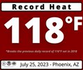 Graphic showing the record-breaking high temperature in Phoenix today.