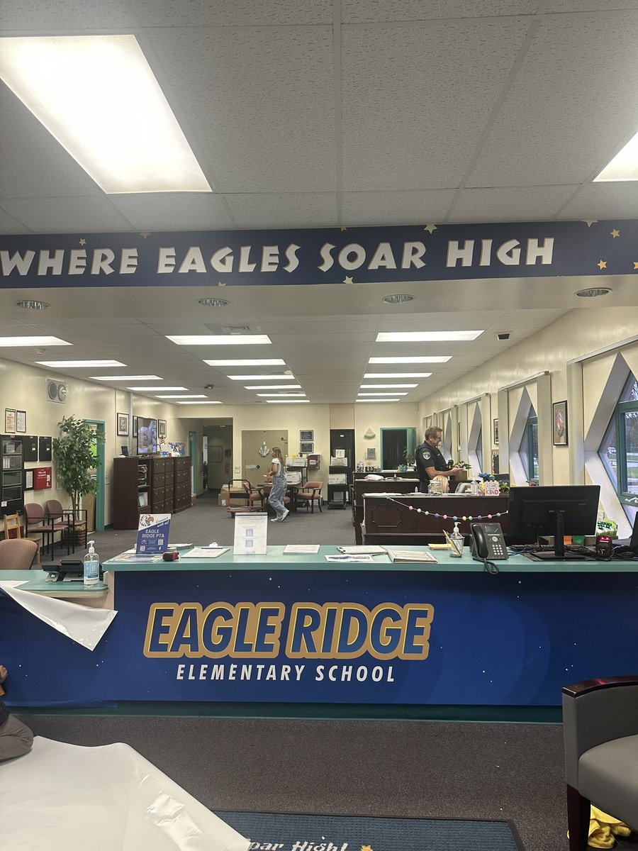 A makeover for our front office, complete with our new logo to welcome our students and parents for the new school year! #bcpsproud #eagleridge #bcps