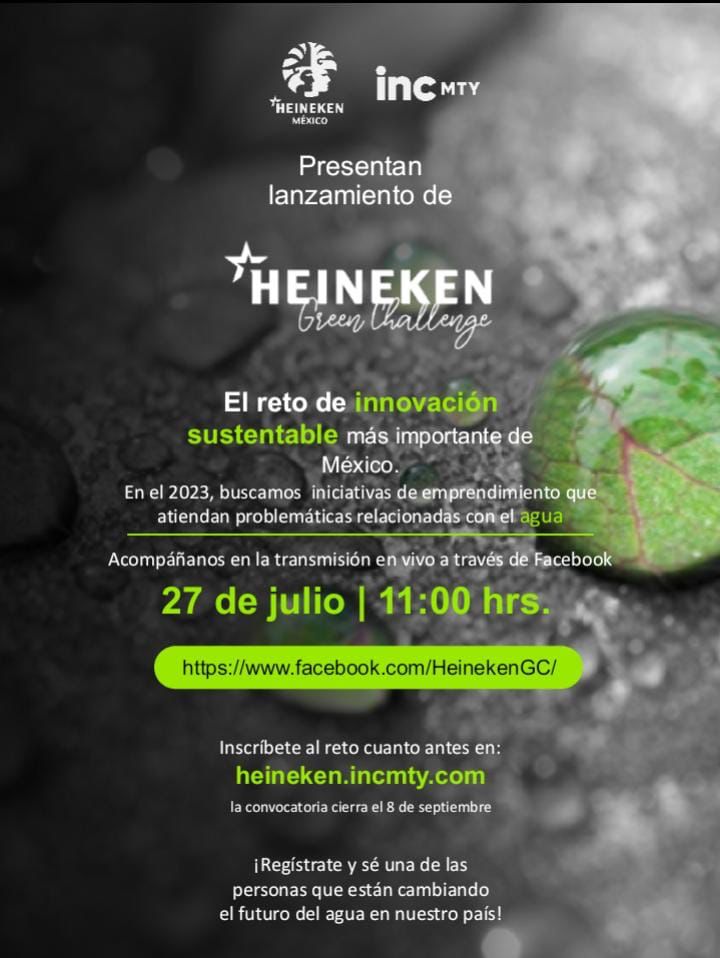 canacintrap's tweet photo. ¿Estás listo para el @HeinekenGC? 
Este 2023 @HeinekenMexico busca iniciativas de emprendimiento que atiendan problemáticas relacionadas con el agua.💧🌱

Inscríbete aquí ➡️ https://t.co/mpyb7HHkiH https://t.co/EYk2VHCRXY