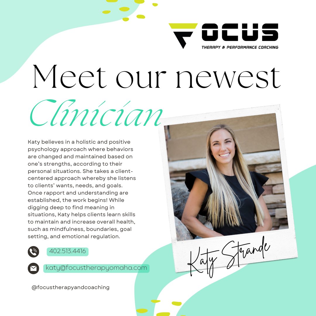 Focus Therapy & Performance Coaching (@therapyfocus) on Twitter photo Meet Katy, the newest addition to the Focus Family! Meet Katy, the newest addition to the Focus Family!