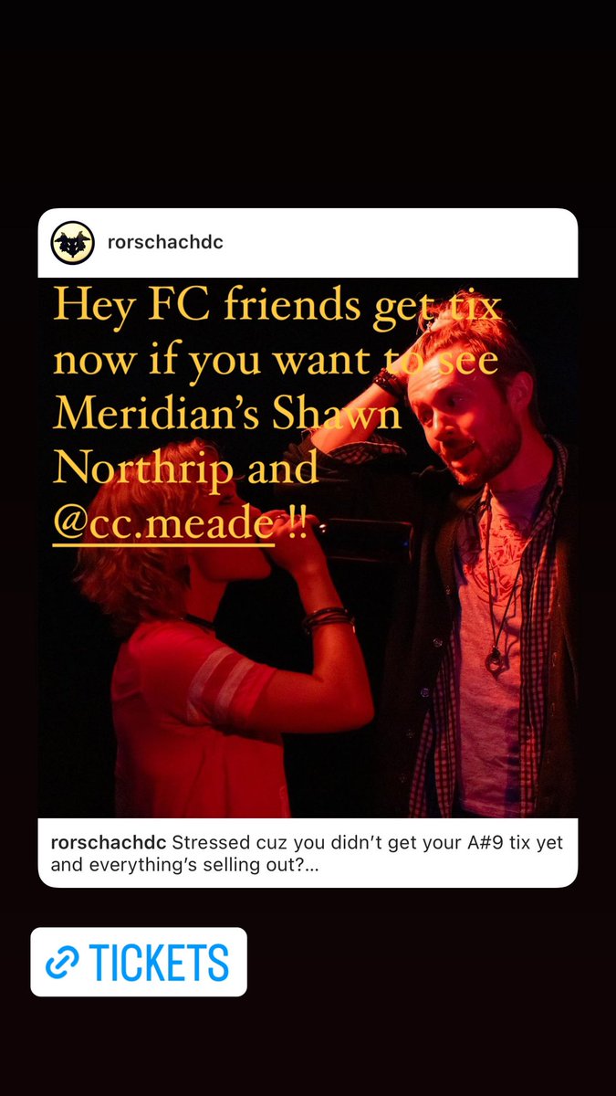 harkinsmeade's tweet photo. Limited tix to see  @MeridianMstangs Shawn Northrip and CC Meade in Angel Number Nine @rorschachdc . Closing July 30 https://t.co/IO5Ms2hkX1