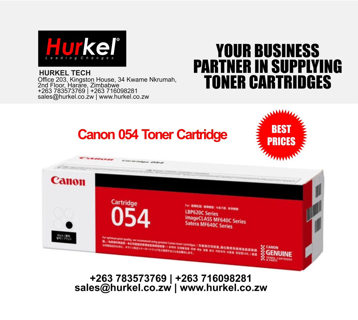 Canon 054 Toner Cartridge Available. Only at Hurkel Tech