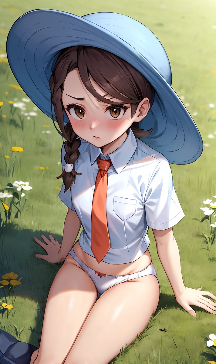 Pokegrls's tweet photo. 🎒Un pokemon salvaje se llevó mis pantalones. Ahora estoy cansada de perseguirlo durante horas.

『La chica se quejaba de su suerte mientras permanecia sentada, observando al lector/a.🞃』 https://t.co/pjgJe7EUdT