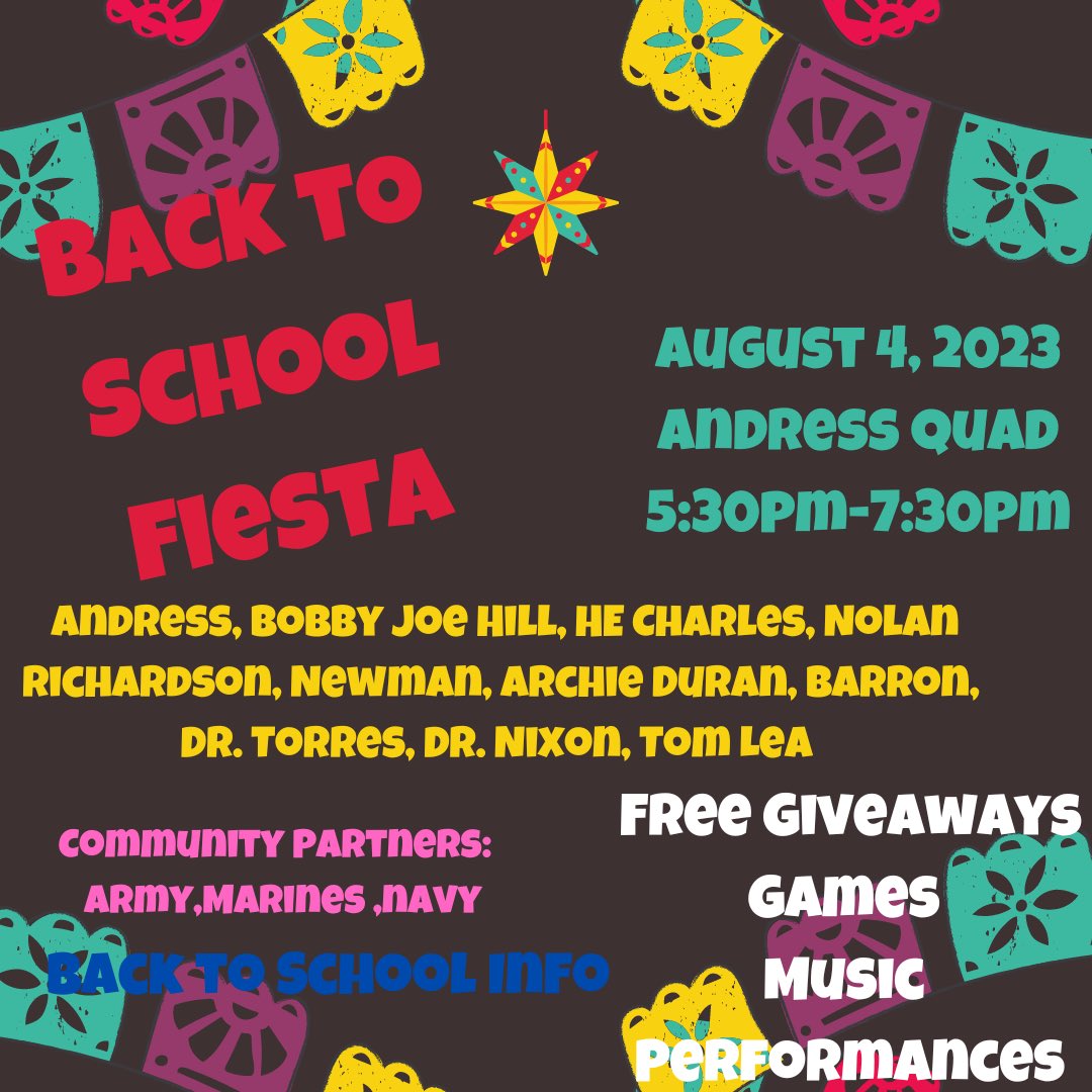 Join us for a Back to School Fiesta! August 4