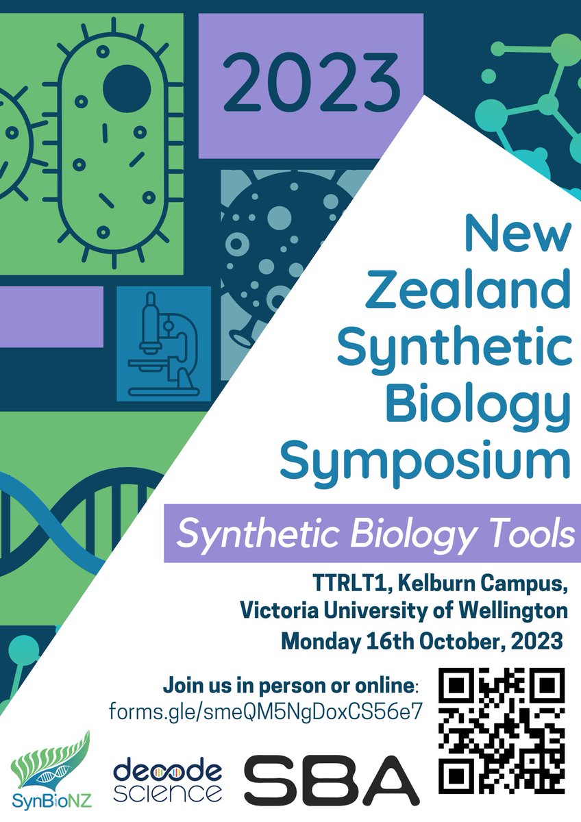 📢Join us at @WellingtonUni or #online this October for our first inaugural symposium on Synthetic Biology Tools!🔧🪚🧬🦠🧪 Register here👉forms.gle/smeQM5NgDoxCS5… #SynBioNZ @SynBioAusAsia @Decode_Science