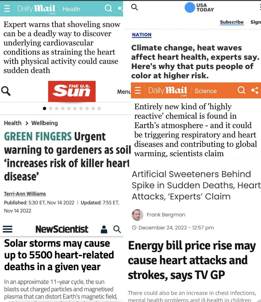 robbystarbuck's tweet photo. Reminder: Young people dying suddenly from a heart attack is totally normal and can be caused by climate change, solar storms, shoveling snow, artificial sweeteners, soil and even increases to your energy bill. The media assures you that you don’t need to ask questions about it! https://t.co/nfwRX8wRrz